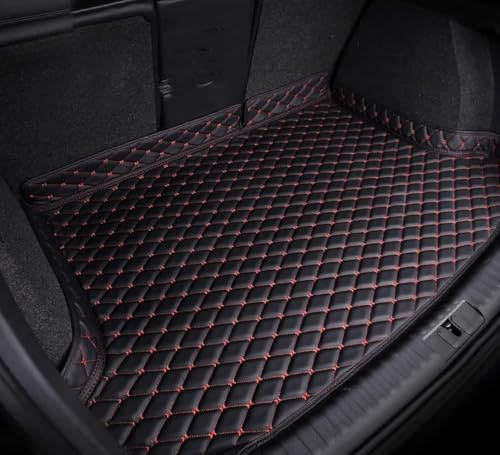 CHENLILI Auto Kofferraummatten für Tiguan III 2023 2024-,Langlebiges Wasserdicht Kratzfest Leder Kofferraumwanne Schutzmatte Innenraum ZubehöR,A/Black-Red