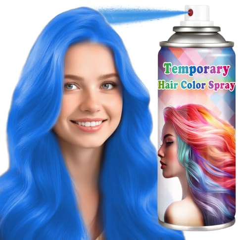 AOAZXBB Blue Hair Colour Spray Temporary Washable Hair Dye-Blue,120ml | One-Time Use Temporary Hair Colour Dye, Quick-Drying, Vivid Colour,Temporary Hair Dye for Christmas Halloween Cosplay Party