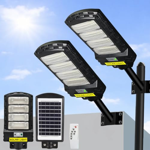 Braveld Farola Solar Exterior LED 300W | Lampara Solar Exterior Jardin | Luz Solar Exterior | 6000 Lúmenes | 48H Autonomía | Mando a Distancia | IP65 Impermeable | Kit Montaje Incluido(1)