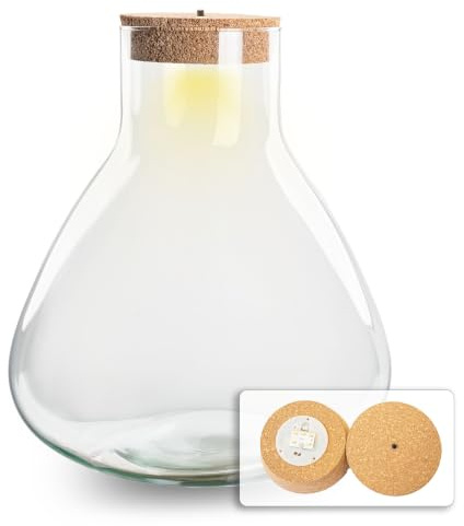 urbanjngl - Terrariumflasche 'Sam XL' - Geschlossenes Terrarium mit LED-Korken, Ø 30 cm, Höhe 32 cm, ideal für Pflanzen und Dekoration, modernes Design für Ihr Zuhause.