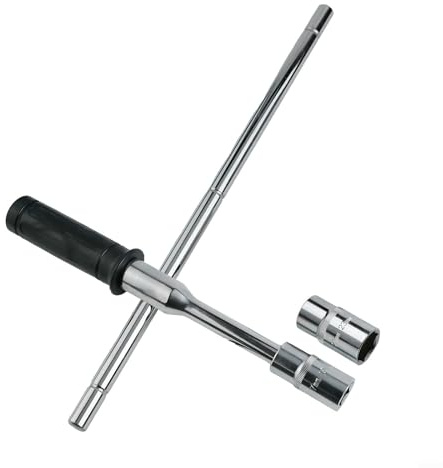Yhenlovtt Juego de llaves de coche para neumáticos de 4 enchufes (17 o 19 o 21/23 mm) con la mayoría de llaves cruzadas de vanadio para mango antideslizante, vehículos cromados, acero térmico