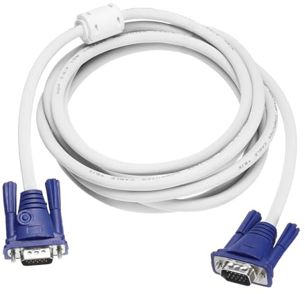 QUARKZMAN Cable VGA (10 Pies 7 Pines) - Cable Adaptador De Video Macho A Macho Para TV PC Computadora Portátil Monitor Pantalla Proyector, Blanco