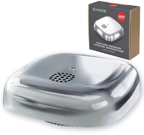 Jalo Kupu 10 Rilevatore di fumo e incendio - piccolo e bello - batteria al litio dalla durata di 10 anni inclusa - Cromo, senza tessuto