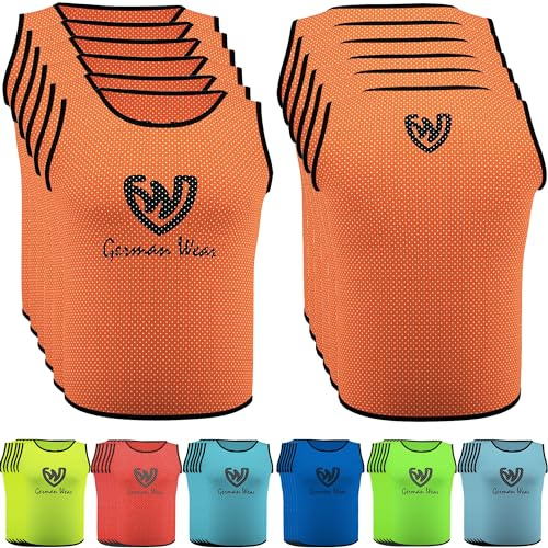 German Wear Trainingsleibchen 6er Set Fußball Leibchen aus Mikro-Polyester, atmungsaktive Trainingswesten für Kinder & Erwachsene, Team Bibs für Sport Training in Mehreren Farben