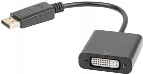 lanberg AD-0007-BK DisplayPort 1.1 A (19pol) till DVI-D (24 + 1pol) uttag dubbel länkadapter med kabel, 10 cm svart