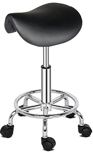 Alightup Tabouret de Bureau Tabouret à roulettes Professionnel Rotation à 360° Chaise a Roulette Salon de Massage Cuisine Bureau Hauteur Réglable Noir4