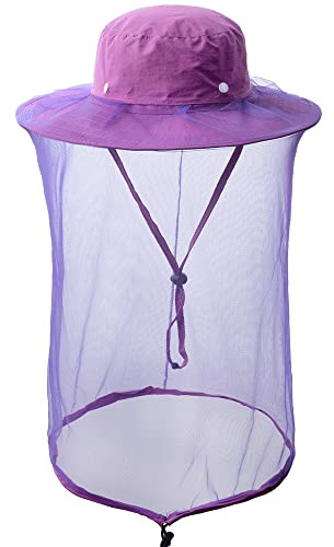 Mosquito Head net hat face Shield Fishing Cap bee Beekeeping Beekeeper Veil Hats for Men Women Purple