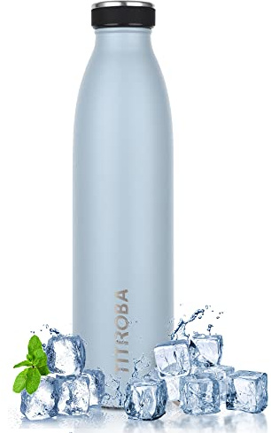 TITIROBA Edelstahl Trinkflasche 750ml Thermosflasche Auslaufsichere Wasserflasche Doppelwandige Isolierflasche Bpafrei 24 Std Kalt und 12 Std Heiß Blau