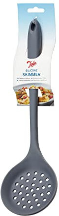 Tala Silicone Skimmer in Grey Colour, Heat Resistant up to 240 Degrees and Ideal for Straining and Skimming, Ideal to use with Non-Stick Cookware, Flexible Design with a Non-Slip Grip Handle