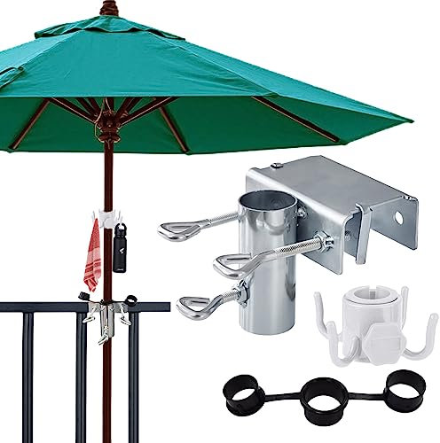 Sonnenschirmhalter Balkongeländer,Sonnenschirm Halterung Balkon Schirmhalterung Balkongeländer Balkon Schirmständer Ø25-38mm,Für maximale Breite 5cm für Geländer Garten Terrasse Balkon oder Tisch