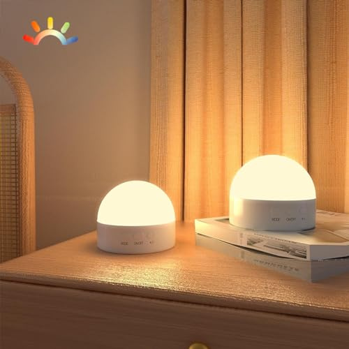 Kintion Lot de 2 veilleuses LED USB pour enfants - 8 modes avec lumières RVB - Intensité variable - Lampe de chevet pour chambre d'enfant - Lumière rouge pour chambre à coucher - Blanc