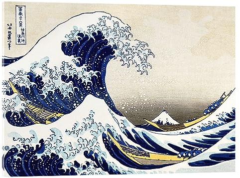 Posterlounge La grande onda di Kanagawa II Stampa su vetro acrilico di Katsushika Hokusai 30 x 20 cm Blu Quadri Decorazione per pareti