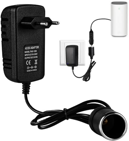 Aoreun Adattatore alimentazione auto, Alimentatore AC a DC Adattatore 100V - 240V a 12V/3A 36W, presa accendisigari da auto per navigatore DVR caricabatteria auto e altro ancora