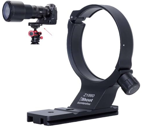 iShoot Metal Lens Collar Tripod Mount Ring Compatible with Nikon Nikkor Z 180-600mm F5.6-6.3 VR, Lens Support Holder Bracket Bottom Arca-Swiss Fit Quick Release Plate for Arca Clamp Head & Stabilizer