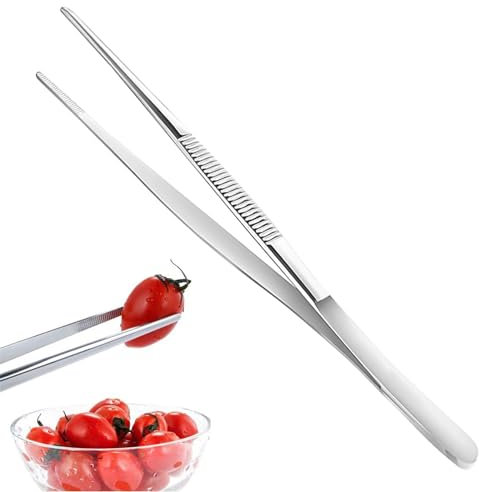 30cm Lang Verdicken Kochpinzette Edelstahl Küchenpinzette Grillpinzette Von Hand poliert,Fester und Langlebiger,Geeignet für die Fleischzange Koch Pinzette Küche Pasta Zange Tongs Spülmaschinenfest