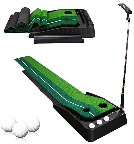 Ansobea Golf Puttingmatte mit Auto Ball Return, Putter & 3 Bälle