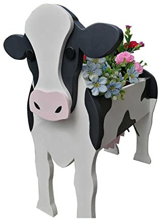 LKPOMI Tier-Übertopf, Blumentopf, Niedlicher DIY-Sukkulenten-Übertopf, Blumentopf, Cartoon-Tierform, Pflanzenbehälter-Halter für Innen- und Außenbereich, Gartendekoration(Milchkühe)