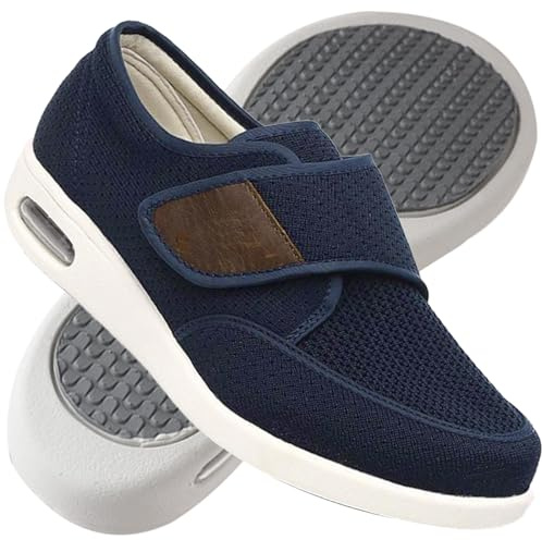 Zapatillas pie Diabetico Hombre Verano Zapatillas ortopédicas para Hombre Mocasines sin Cordones para Hombre Deporte para Senderismo al Aire Libre para Hombre (Color : Blue, Size : 45 EU)