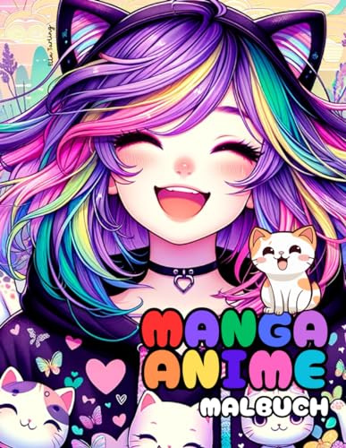 Manga Anime Shojo Malbuch für Mädchen ab 8 Jahren: Das perfekte Geschenk für Teenager, Mädchen und Jungs: 50 schöne Motive (Porträts, Kawaii Tiere und mehr) zum Ausmalen
