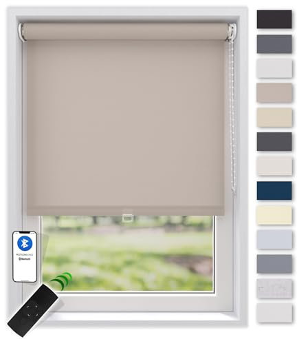 EFIXS Sonnenschutz Rollo, transparent, Breiten: 40-240, Höhe bis 275 cm, Hier 105 x 275 cm (BxH), Sand, Blendschutz, Kettenzug, Springrollo, Motor