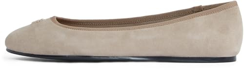 Tommy Hilfiger Donna Ballerine Hardware in Pelle Scamosciata, Beige (Coastal Taupe), 39