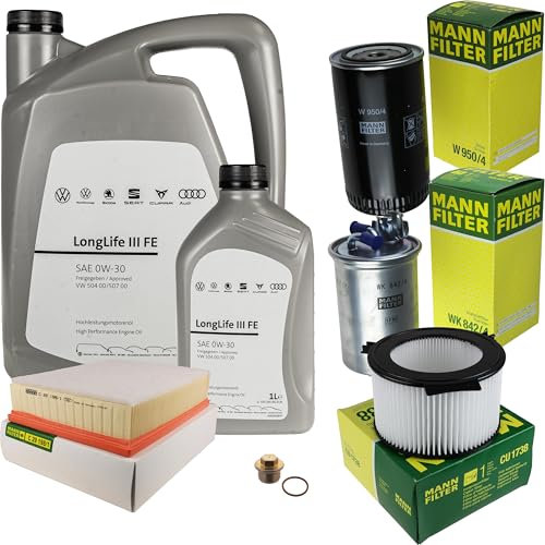 Inspektionspaket Wartungspaket Filterset mit 6 L 0W-30 Motoröl LongLife 3 FE, Ölfilter Luftfilter Kraftstofffilter Innenraumfilter Ölablassschraube