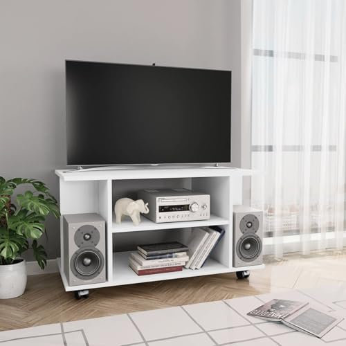 ShGaxin TV-skåp, moderna vardagsrumsmöbler, TV-skåp, vardagsrumsmöbler, fulla, moderna vardagsrum, TV-set, med spånskiva hjul vit 80 x 40 x 40 cm