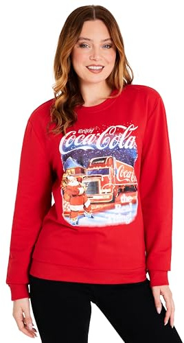 Coca-Cola Jultröja för kvinnor för vuxna tonåringar festliga julklappar, Röd, M