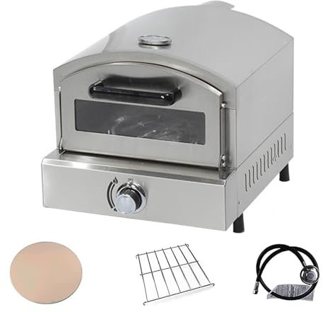 Kindevieft Four à Pizza à Gaz D'ExtéRieur, Four à Pizza Portable De 12 Pouces, Four à Pizza D'ExtéRieur Au Propane, Four à Pizza en Acier Inoxydable, Machine à Pizza De Comptoir