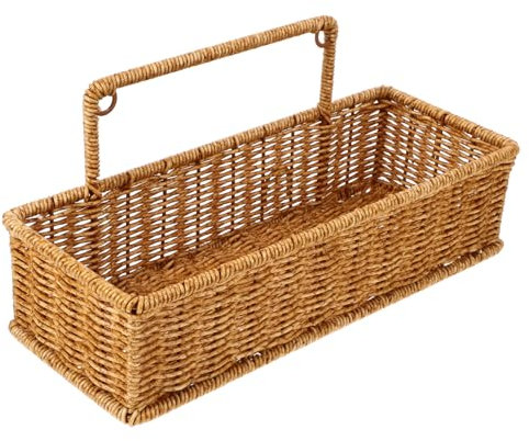 IMIKEYA Wandkorb hängend geflochten: Rattan Hängekorb Küche Badezimmer hängende Wand Korb Aufbewahrungskörbe für Küche Bad Organizer, 32x12.5x14.7 CM
