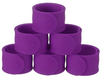 sourcing map 6 braccialetti a scatto in silicone, 21,5 x 2,5 cm, braccialetti schiaffi, braccialetti per fai da te, riempitivi, artigianato, incentivi scolastici (viola)