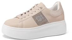 QUEEN HELENA Sneakers Platform Sneakers med Strass Kvinnor X32-9, Beige, 38 EU