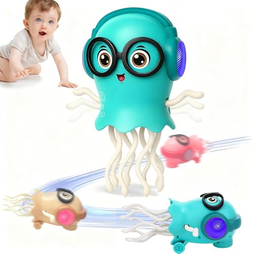 Tanzendes Quallen Spielzeug für Babys – Interaktives Krabbelspielzeug mit Musik & Licht, Magische Qualle als Tummy Time Spielzeug, Lern- & Beschäftigungsspielzeug für Jungen und Mädchen (C)