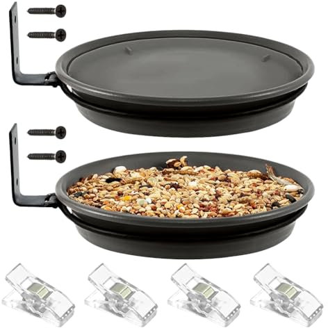 2 Stück Vogeltränke,Vogelfutterspender Und Vogeltränke, Vogelbad Garten Stehend,Vogelfutterhaus Balkongeländer Rund Mit Wandhalterung,Anlocken Von Wildvögeln,Wassertränke Für Vögel,Vogeltränkenzubehör