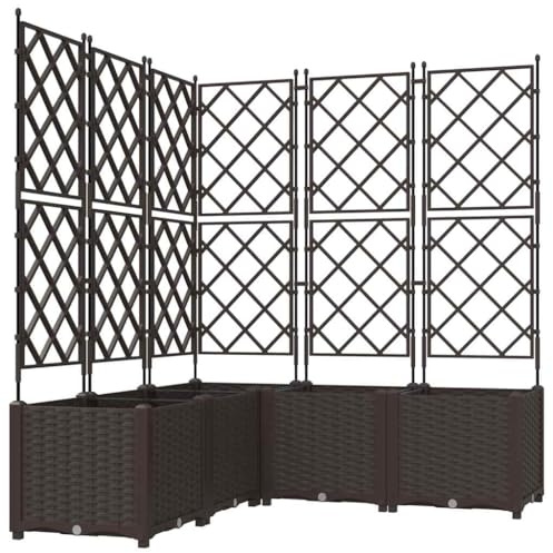 vidaXL Trädgårdsplanterare 5 pcs Brun 120 x 120 x 143 cm Stål, Trädgård och Terrass, Modern Stålplanterare, Väderbeständig Utomhusbehållare, Hållbar Växtställning