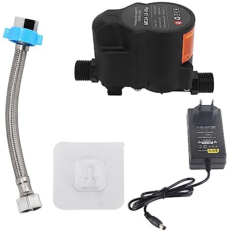 Bomba automática de aumento de presión de agua para ducha, silenciosa, DC 24 V, con depósito y calentadores de agua para baño (enchufe europeo 100-240 V)