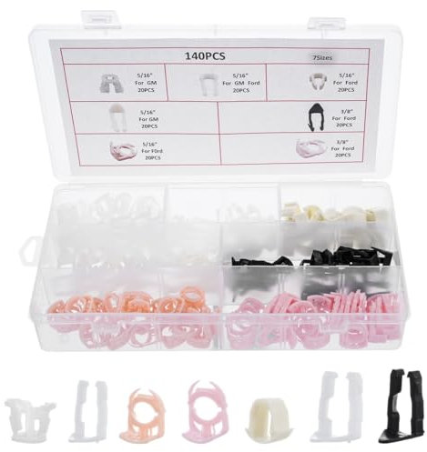 Kit di 140 clip di fissaggio in nylon per tubi del carburante Gm &, 5/16 e 3/8, clip assortite per tubo del carburante