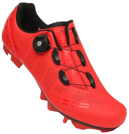 Surwin Chaussures Cyclisme VTT, Chaussure Velo SPD Respirant Antidérapant pour Homme Femme EU 37-47 Boucle Pivotante Sneakers Velo Compatible Pédales SPD avec Boulons & Cleats (Rouge,37)