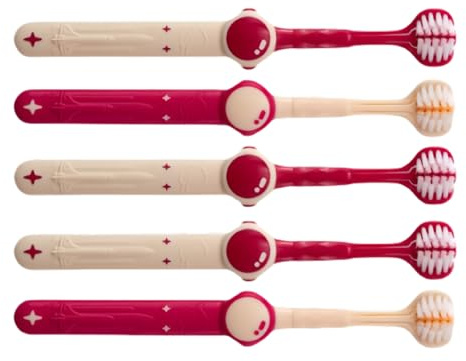Brosse à Dents Enfant | 5 Pièces Brosses à Dents Manuelles Tri-Face Spatiale,Outil Réutilisable de Nettoyage Profond et Soin Gencives pour Filles Garçons Hygiène Voyage Salle de Bain