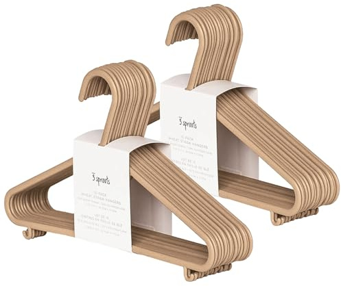 3 Sprouts - Kleiderbügel für Kinder – Baby und Kleinkinderkleidung - Nachhaltige Kleiderbügel aus Weizenstroh Kunststoff, Kinder-Kleiderbügel, 30 Stück - Braun