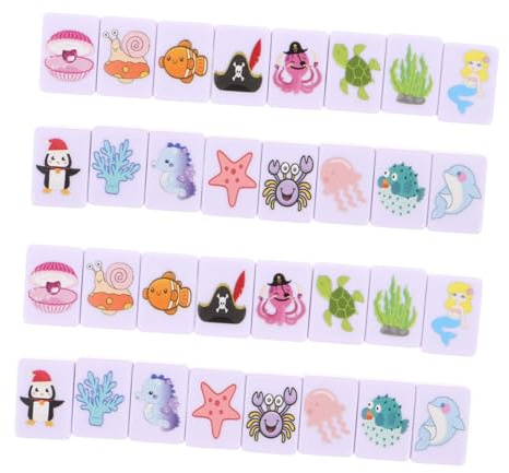 Parliky Tessere Mahjong Tema Animali Marini Gioco da Tavolo Portatile per Giocatori Accessorio Compact per Feste Natalizie Vacanze e Riunioni Familiari