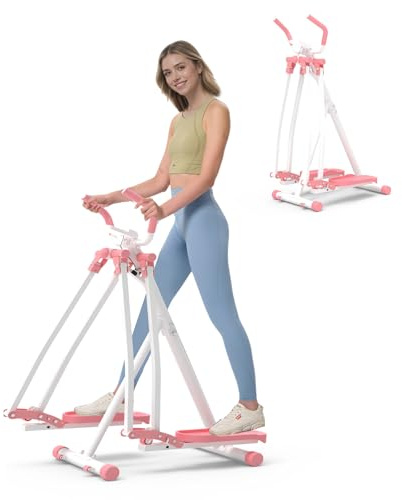 HOTWAVE Space Walker Exercise Machine - Air Walker Elliptical Trainer for Home Use, with Foldable Design for an Aerobic Stepper and Cross Trainer Glider Exercise Machine for Men and Women (Pink)