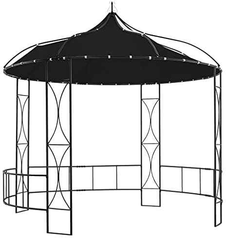 Tonnelle de jardin, pavillon de terrasse, pergola, pavillon de jardin, pavillon rond, armature en acier stable 300 x 290 cm, anthracite, rond.