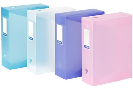 Viquel - Lot de 4 boites de classement en plastique - Lot 4 à archive grande capacité - Boites de rangement assorties Propysoft - Dos de 10cm