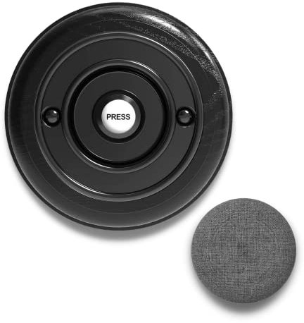 Traditional High Quality Round Wireless Doorbell in Black Ash and Black with Loud Chime (UK Plug in) F5S