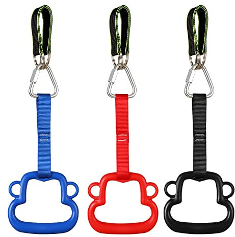 PELLOR Kinder Klettern Ringe, Multifunktionale Turnringe Kinder-Trapezschaukel Turnringen zum Aufhängen Outdoor belastbar bis 150 kg, Garten Schaukel für Trapezstange, Ninja Slackline (Mehrfarbig)