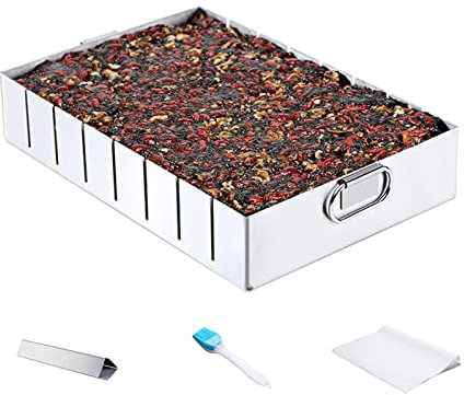 Joberio Molpara Pasteles Cuadrado Ajustable, Molcuadrado para Hornear Pasteles, Pastel Mousse Rectangular Ajustable Acero Inoxidable Cuadrado molpara Hornear