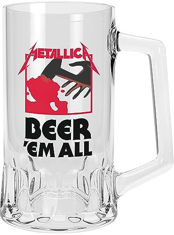 GB eye Metallica Bier'Em All 500ml Glass Tankard