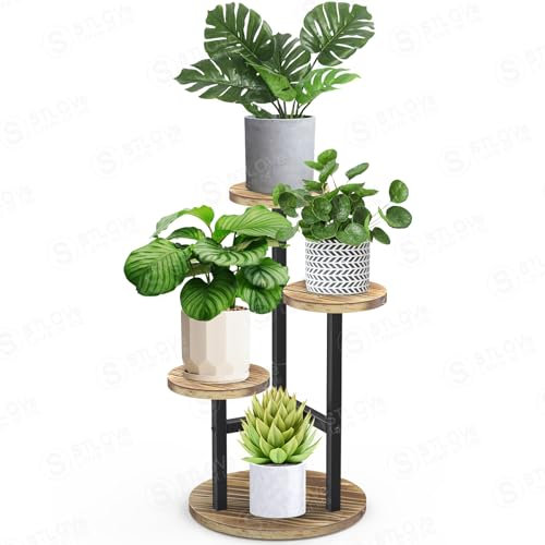 STLOVe 3 Tier Tall Plant Stand, Indoor/Outdoor Flower Display Rack (Pot & Plant Not Included)