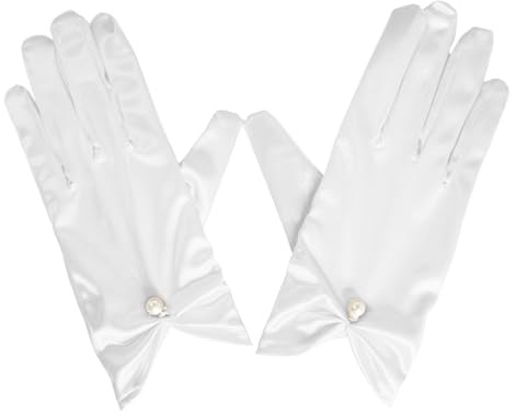 MAXQUU Guanti da sposa bianchi da donna, 30*10*1.5cm, raso, eleganti, per matrimoni e occasioni formali